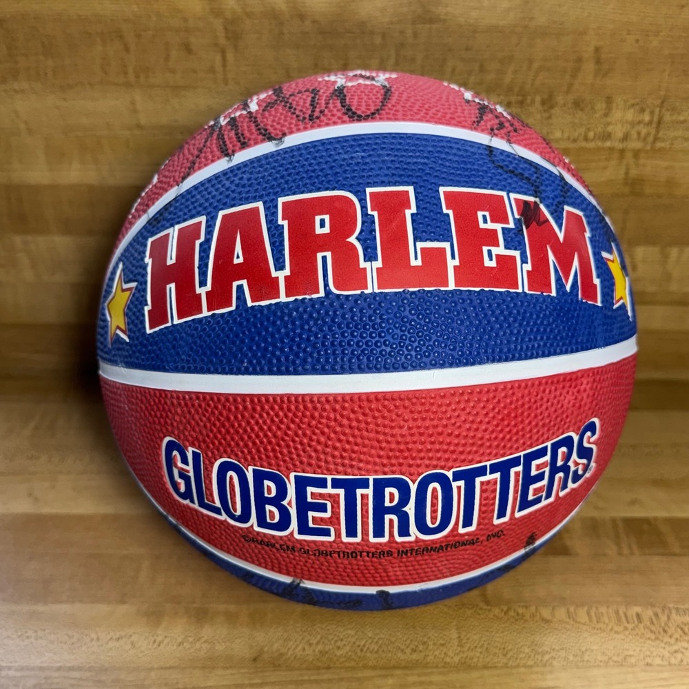 Spalding Harlem Globetrotters Signed Basketball Red White Blue Multi‎ Autograph